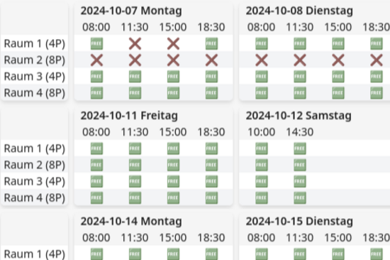 Gruppenarbeitsraum-Kalender für die Hauptbibliothek